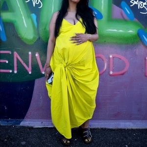 Zara Neon yellow knotted dress